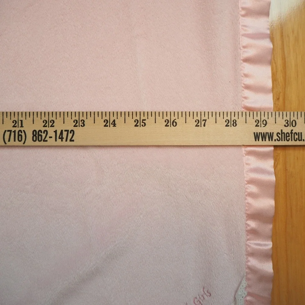 Carters Satin Pink Thank Heaven For Little Girls Baby Blanket Soft Plush Chamois
